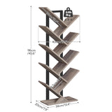 HOOBRO Tree Bookshelf, 9-Tier Bookcase Wooden Shelves, Floor Standing Storage Rack, for Display of CDs, Books in Living Room, Home Office, Wood Storage Rack for Bedroom, Greige BG08SJ01G1 HOOBRO
