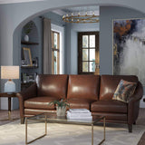Sienna 100% Genuine Leather Midcentury Modern Sofa, Brown Hello Sofa Home