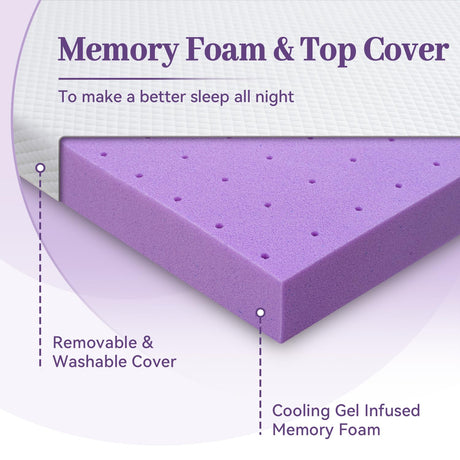 SINWEEK 3 Inch Gel Memory Foam Mattress Topper King Size, Ventilated High Density Pad for Back Pain, Bed Topper with Removable Soft Cover, CertiPUR-US Certified SINWEEK