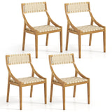 Tangkula Outdoor Dining Chair Set of 4, Teak Wood Armless Patio Chair w/Webbing Seat & Backrest, Mid Century Wooden Chair for Dining Room, Porch, Backyard, Lawn, Garden, Deck (Natural,4) Tangkula