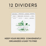 Pera Blanca Recipe Box with Cards and Dividers | Recipe Card Box Faux Leather Handle | 50 Eucalyptus Patterned Recipe Cards and Box Set | Wooden Recipe Box | Housewarming Gift | Recipe Box 4x6 Pera Blanca