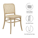 Modway Winona Elm Wood Cane Rattan Seat, Dining Side Chair, Gray Modway
