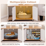 Tangkula Cat Tree with Litter Box Enclosure, 2-in-1 Cat Tower with Condo, Sisal Scratching Posts, Hanging Rope, Dangling Balls, Scratching Pad, Hidden Litter Box Furniture for Indoor Cats (White) Tangkula