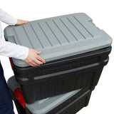Rubbermaid ActionPacker️ 24 Gal Lockable Storage Box Pack of 2, Outdoor, Industrial, Rugged, Grey and Black Rubbermaid