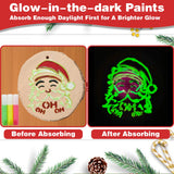 Wood Ornaments for Crafts, 20 Pcs Unfinished Wood Slice Predrilled with Hole Wooden Circles Christmas Craft Kits, Glow in The Dark DIY Ornament Decorating Art Kit with Xmas Painting Stencils Golabarell