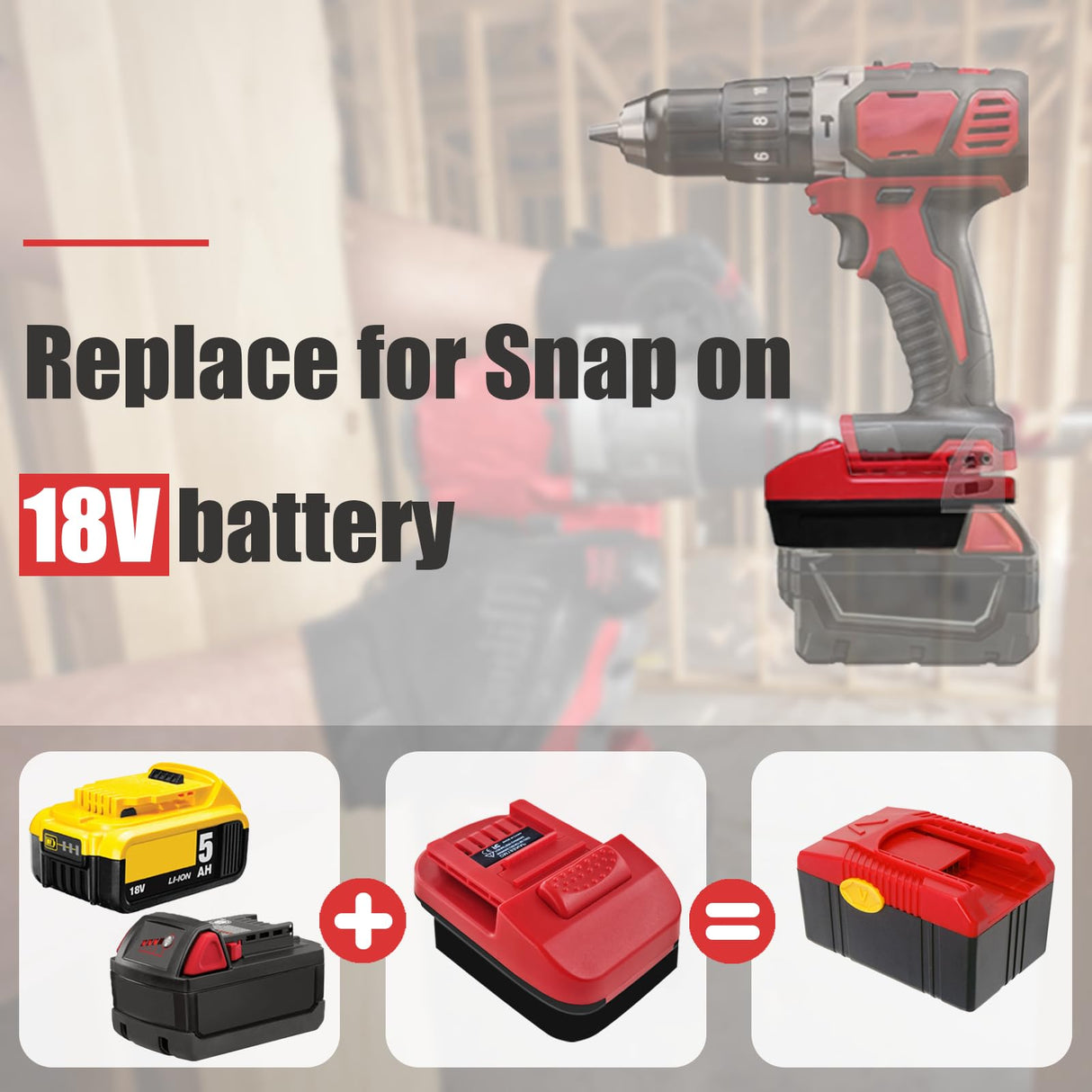 Battery Adapter for Snap on 18V,for Dewalt 20V 60V &for Milwaukee 18V Lithium Battery Convert to for Snap on 18V CTB8185 CTB7185 CTB8187 Battery Converter，Power for Snap on 18V Cordless Tools EID