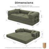 KSTNLUXQ Compression Sofa - 79'' Convertible Sofa Bed, Boneless Couch in a Box, Modular Corduroy Foldable Sleeper Sofa with 2 Pillows, Loveseat Couches for Living Room (Corduroy Fabric, Green) KSTNLUXQ