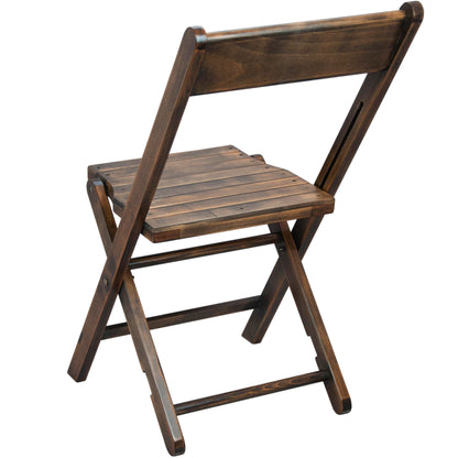 EMMA + OLIVER Slatted Wood Folding Wedding Chair - Event Chair - Antique Black, Set of 2 - WoodArtSupply