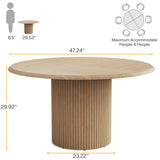 Tribesigns 47" Round Conference Table for 4, Farmhouse Wooden Meeting Room Table with Sturdy Fluted Metal Base, Modern Office Training Desk for Office, Conference Room Tribesigns