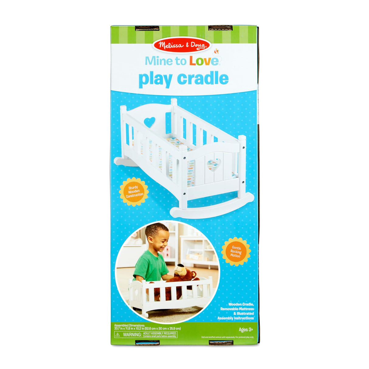Melissa & Doug Mine to Love Wooden Play Cradle for Dolls, Stuffed Animals - White Melissa & Doug