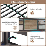 Dnxao Full Loft Bed with Desk and 5 Storage Drawers, Loft Bed Full Size with Desk,1 Bedside Organizer,Removable Ladder,LED Lights and Charging Station,Clothes Rail,Safety Guard,Oak Gray Dnxao