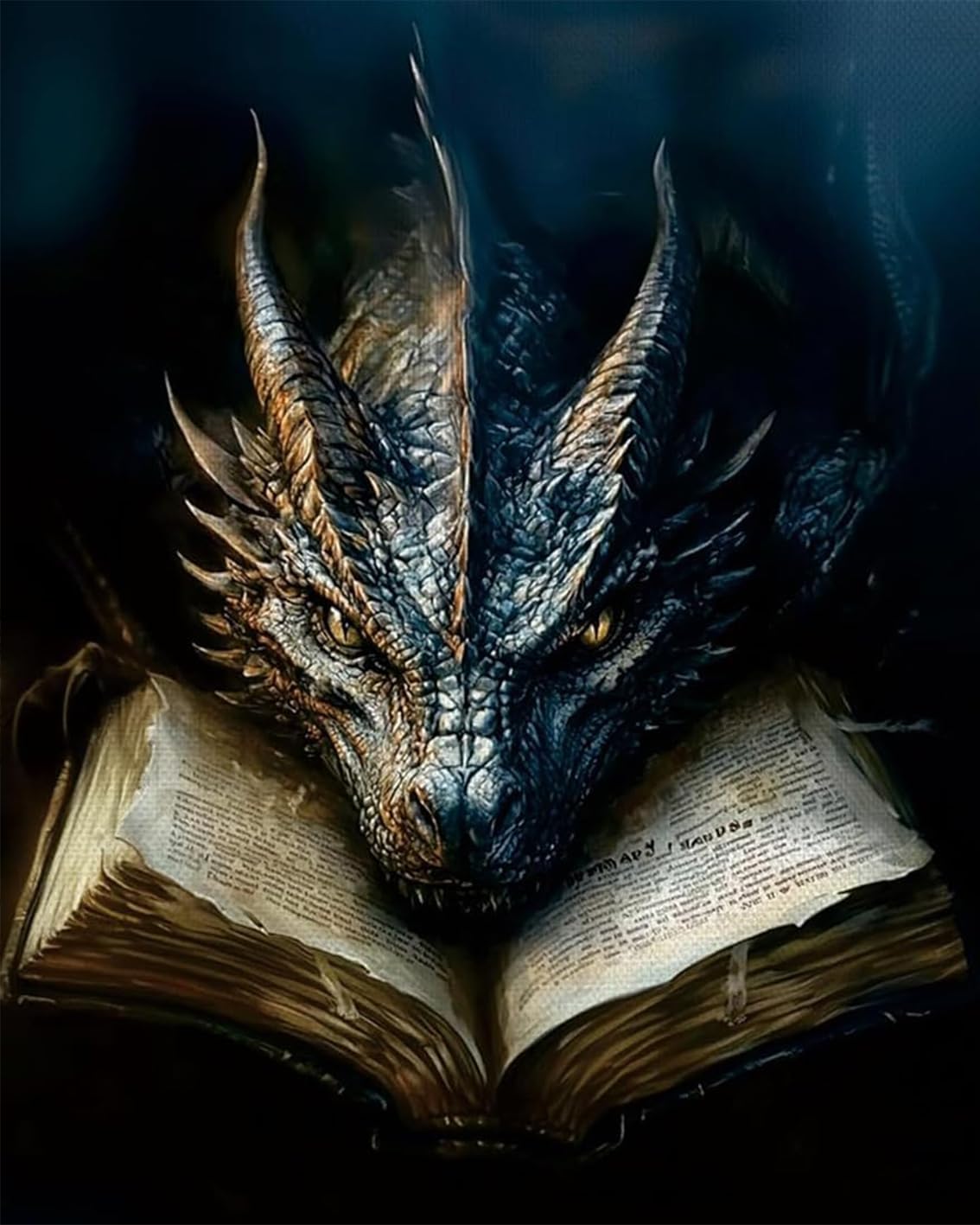 MBNTJHT Dragon Paint by Numbers Kit for Adults,Black Dragon and Book Paint by Number Kits with Brushes for Adults Beginner,DIY Unframed Oil Painting Kits for Home Wall Decor 16x20 Inch. MBNTJHT