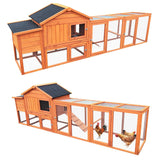 ZMAD Large Chicken Coop with Run, Wooden Hen House for 2-5 Chickens, Outdoor Chicken Run Poultry Cage Rabbit Cage Duck House with Nesting Box (Red) ZMAD