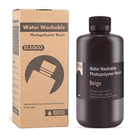 ELEGOO Water Washable 3D Printer Resin LCD UV-Curing Resin 405nm Standard Photopolymer Resin for Mars Saturn Jupiter MSLA DLP LCD 3D Printing 1000Gram Beige ELEGOO
