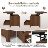 Garvee 40" Coffee Table Lift Top, Multi-Function Convertible Coffee Table with Drawers and Hidden Compartment, Converts to Dining Table for Living Room, Brown Garvee