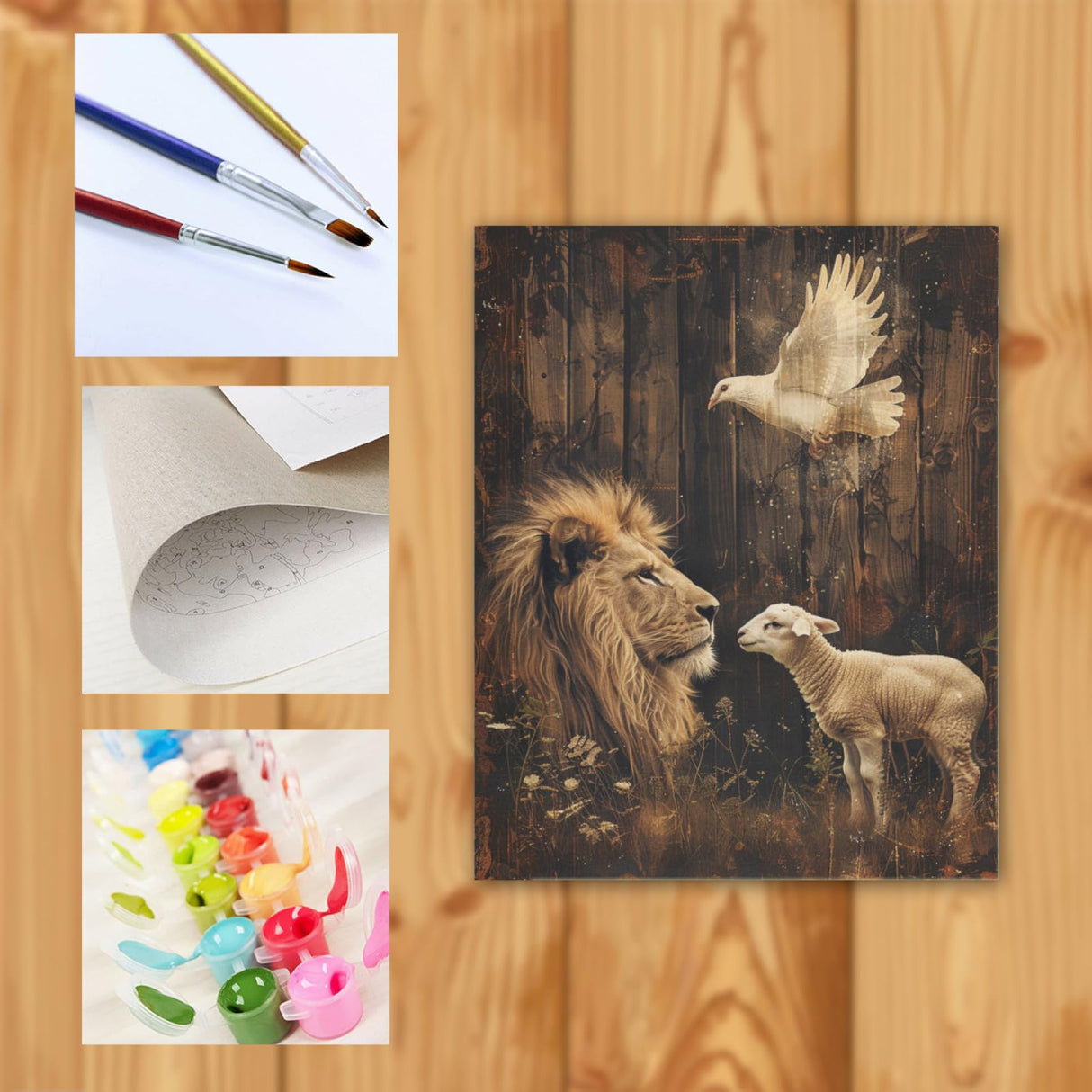 Fhuyiks Lion Lamb Paint by Numbers Kit for Adults, Modern Aesthetic Paint by Number on Canvas, Abstract Art Digital Oil Painting Kits Suitable for Home Wall Decoration Gift 16"x 20" Fhuyiks