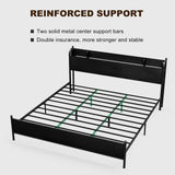 AOVSA Black California King Bed Frame with LED Storage Headboard and Charging Station AOVSA
