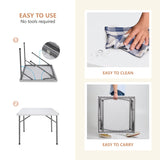 ZenStyle 3 ft Indoor Outdoor Heavy Duty Portable Plastic Folding Table, Square Card Table Utility Desk Game Table for Puzzles Crafting Picnic Camping Dining Party, White ZenStyle
