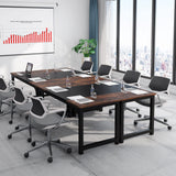 Tribesigns Conference Table, 63" W x 31.5" D Meeting Room Table Boardroom Desk for Office Conference Room, Splicing Board with Metal Frame, Rustic Brown/Black Tribesigns