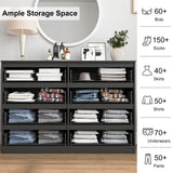 Vibe & Dine 8 Drawer Double Dressser, Modern Chest of Drawers with Wide Storage for Closet, Bedroom, Living Room, Black Vibe & Dine
