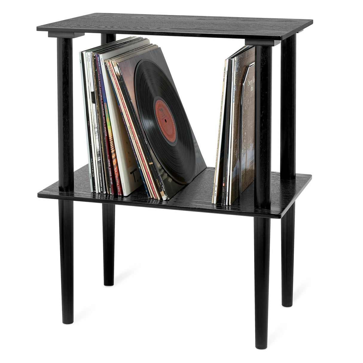Victrola Wooden Stand for Wooden Music Centers with Record Holder Shelf, Black Victrola