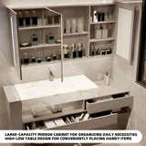 LUTHXAY Bathroom Vanity Set, Floating Bathroom Vanity with Single Sink, Solid Wood Bathroom Vanity Includes Smart Anti-Fog Mirror & Integrated Sink & Countertop, Large Capacity Mirror Cabinet (36IN) LUTHXAY