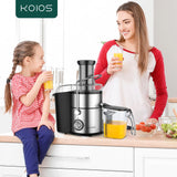 1300W KOIOS Centrifugal Juicer Machines, Juice Extractor with Extra Large 3inch Feed Chute, Full Copper Motor, Titanium-Plated Filter, High Juice Yield, 3 Speeds Mode,Easy to Clean with Brush,BPA-Free KOIOS