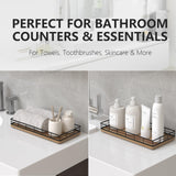 Toilet Paper Basket Organizer – Acacia Wood Toilet Tank Tray with Metal Frame, Back of Tank or Top Bathroom Counter Storage – Black & Acacia Modern Decor Focusonit