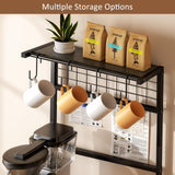5 Tier Coffee Bar Station, Coffee Stand Station with 4 S-Shaped Hooks, Farmhouse Corner Coffee Bar for Small Spaces, Bakers Rack for Kitchen, Entryway, Living Room, 13.43"D x 18.93"W x 53.31"H,Gray DAOUTIME