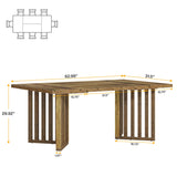 Tribesigns 63-inch Rectangular Dining Table for 4-6, Farmhouse Kitchen Dinner Eating Table with Slatted Base, Wood Dining Room Furniture for Home, Rustic Brown Tribesigns
