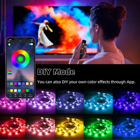 SIXDEFLY 10 PCS RGB Under Cabinet Lighting Kit, App and Remote Control Led Strip Lights, Music Sync Color Changing Led Lights with ETL Listed Power Adapter, for Cabinet, Counter, Shelf, 16.4ft SIXDEFLY