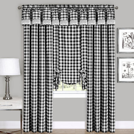 ACHIM Buffalo Check Panel Window Curtain - 42 Inch Width, 84 Inch Length - Black & White Plaid - Light Filtering Farmhouse Country Drapes for Bedroom Living & Dining Room Home Decor ACHIM