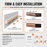 VEVOR Fireplace Mantel, 48" x 8" x 5", 50 lbs Weight Capacity, Natural Wood Mantel for Over Fireplace, Wall Mounted Floating Farmhouse Shelf, Handcrafted Fireplace Mantel for Wall Decor, Rustic Brown VEVOR