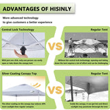Hisinly 10x10ft Pop Up Canopy Tent with Removable Sidewall, Instant Shade Canopy with Vented Roof for Patio Outdoor Camping with Wheel-Bag, 4 Sand Bags, 8 Stakes Hisinly