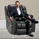 Outspurge Power Lift Recliner Leather Chair Sofa with Massage & Heat, Lazy Boy Chair with Cup Holders, USB & Type-C Ports, Remote Control (Black) Outspurge