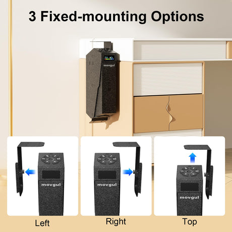 movgul Gun Safe, Biometric Drop Down Bedside Gun Safe Quick Access Handgun Safe Mount Pistol Safe for Desk, Car, Nightstand movgul