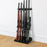 ikkle Gun Rack, Wooden Rifle Racks, Indoor Gun Rack, Wall Mount Rifle Storage Gun Display Holder for Home Office - Holds up to 5 Long Guns ikkle