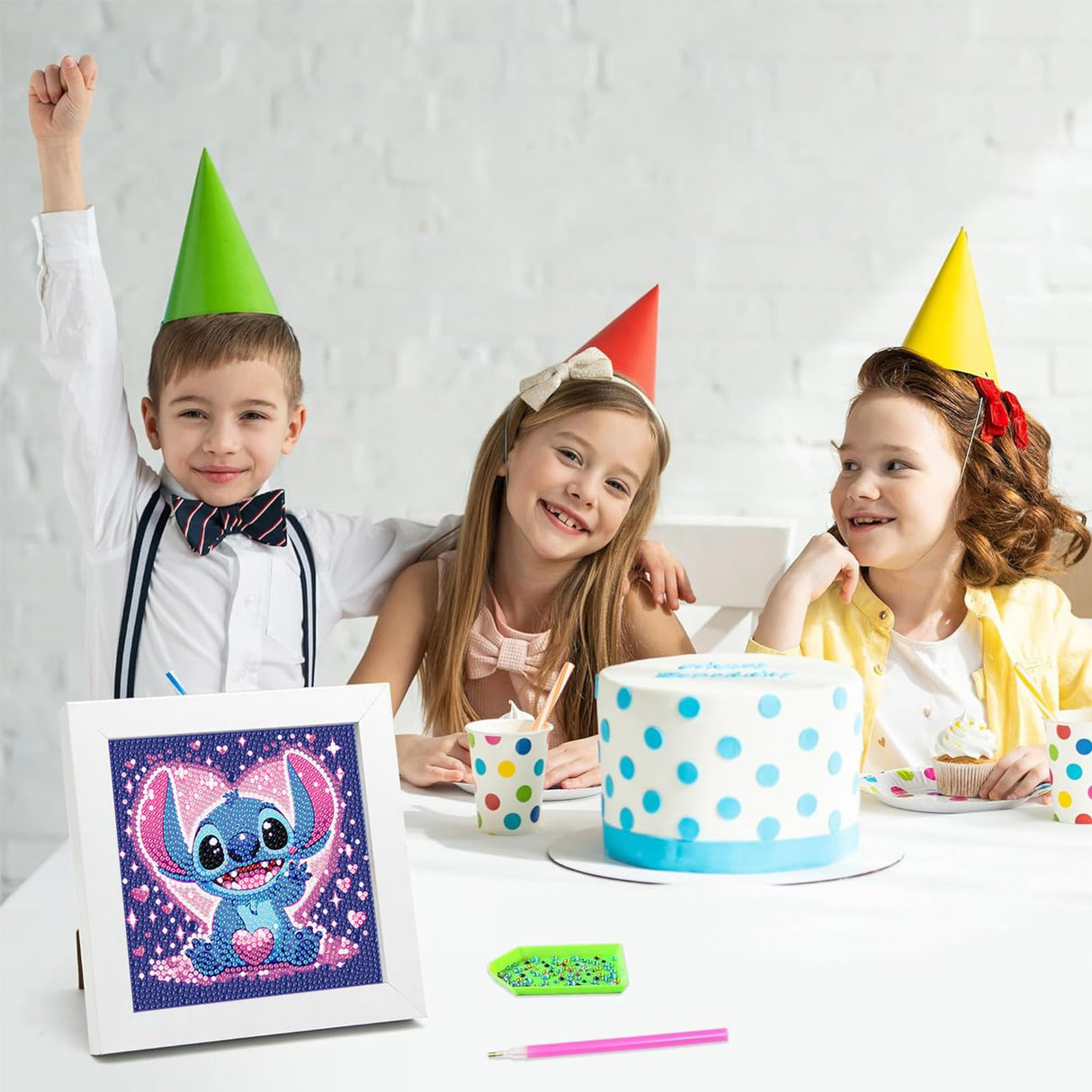 Gearock Diamond Art Kits with Wooden Frame, Easy DIY Small 5D Diamond Painting Kits, Heart Cute Big Gem Kits for Adults Beginners Cartoon Lovers Halloween Christmas Birthday Gifts, 7x7 Inch Gearock