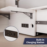 ijuicy Murphy Bed Queen with Foam Mattress, Convenient Murphy Bed Cabinet with Charging Station & Storage Board, Bed That Folds into Cabinet with Large Storage Drawer for Bedroom,Guest Room(White) ijuicy