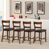 NAFORT Counter Height Bar Stools Set of 4, Farmhouse 25.5” Wood High Dining Chairs, Counter Stools with Back for Kitchen Restaurant Bar, Rubberwood Legs & Black PU Leather Cushion NAFORT