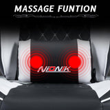 Ergonomic Video Gamer Chairs,Computer Gaming Chairs with Massage Lumbar Support and footrest,Racing Style Computer Chair Adjustable Headrest for Adults,Blackwhite NIONIK