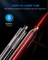 OMTech Pro 100W CO2 Laser Engraver, 40x24 Inch Laser Cutter with Built-in Water Chiller 1200mm/s Speed Autofocus 4 Way Pass Air Assist, Laser Class 2，0.827mW Output Power OMTech