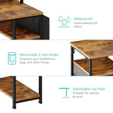 Lufeiya Computer Desk with Fabric File Drawers Cabinet, 55 Inch Home Office Desk with Shelves Monitor Stand, Study Writing Gaming Desks with Led Lights and Power Outlets for Bedroom, Rustic Brown Lufeiya