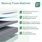 Novilla Mattress Twin Size,12 Inch Gel Memory Foam Mattress in a Box for Cool Night & Motion Isolation,Medium Firm Feel,Bliss Novilla