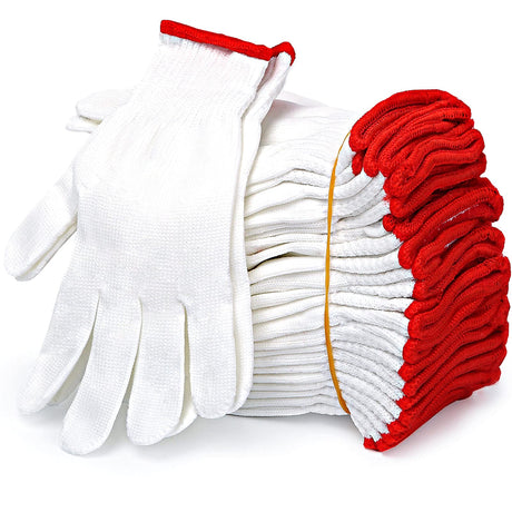 apauls cotton work gloves,12 Pairs white cotton gloves, knit gloves for garden planting, outdoor work, car repair, construction, house renovation apauls