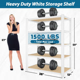 PrimeZone 28" W x 12" D x 59" H Closet Storage Shelves - 5 Tier White Metal Connector Shelving, Adjustable Heavy Duty Garage Shelves, Utility Rack Organizer Shelf for Kitchen Pantry Closet, 2 PCS PrimeZone