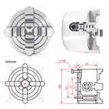 RATTMMOTOR 4-Jaw K72-80mm 3.15 Inch Independent Reversible Metal Lathe Chuck with Wrench for CNC Router, Lathe, Turning Machine RATTMMOTOR