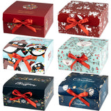 ARTLYMERS Boxes with Lids, 6 Pack Small Gift Boxes with Red Ribbon and Themed Pattern for Christmas Presents ARTLYMERS