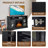 SIMOE Modern 48 Inch Electric Fireplace TV Stand, TV Console for TVs with 18 Inch Fireplace up to 55 Inch with 2 Open Shelves and Cabinets w/Doors, Remote Control, Black SIMOE