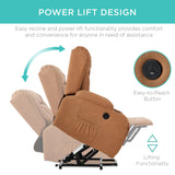Best Choice Products PU Leather Electric Power Lift Chair, Recliner Massage Chair, Adjustable Furniture for Back, Legs w/ 3 Positions, USB Port, Heat, Cupholders, Easy-to-Reach Side Button - Cognac Best Choice Products